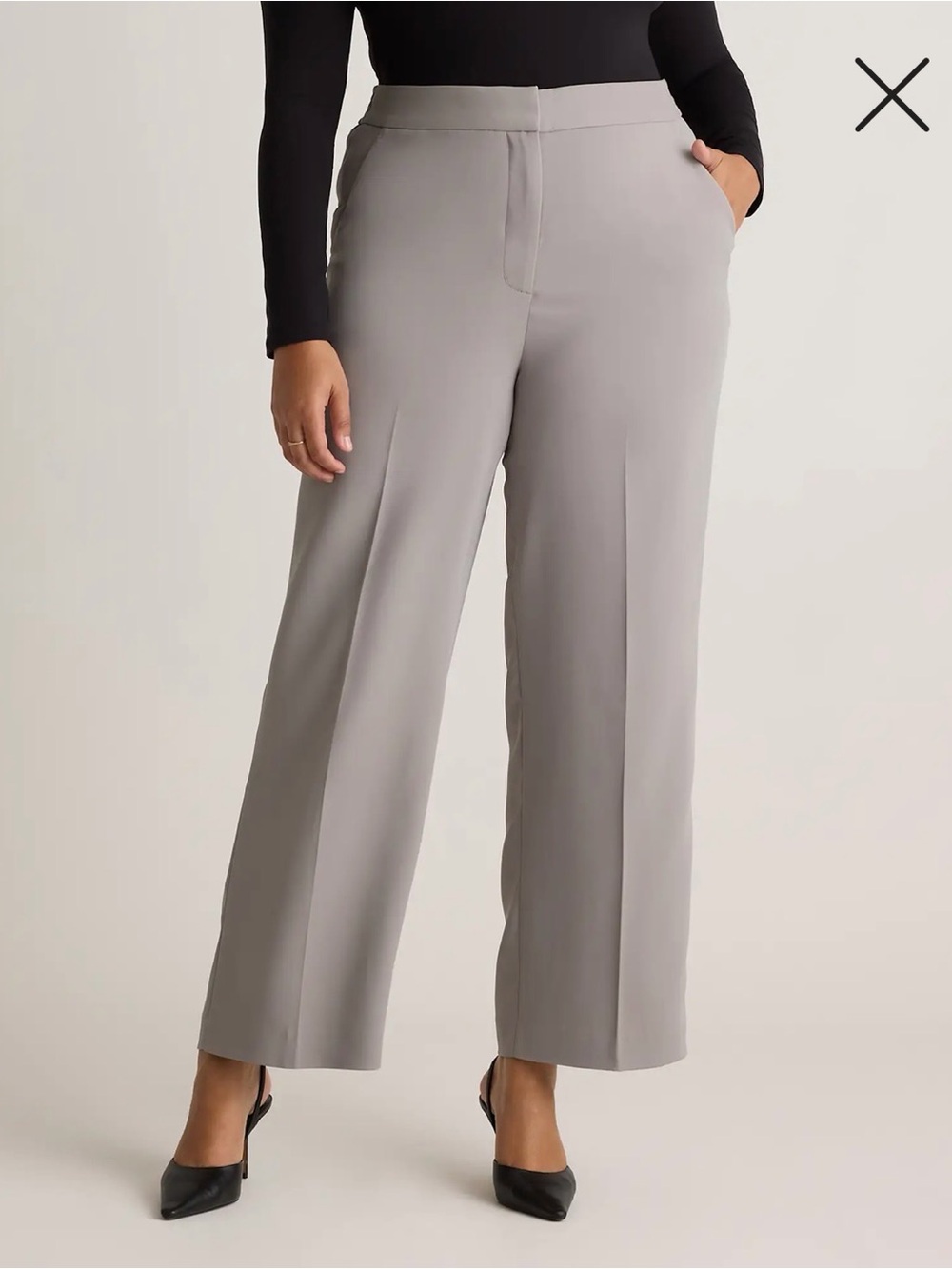 Quince Stretch Crepe Classic Trouser Pants in Coastal Grey size 16